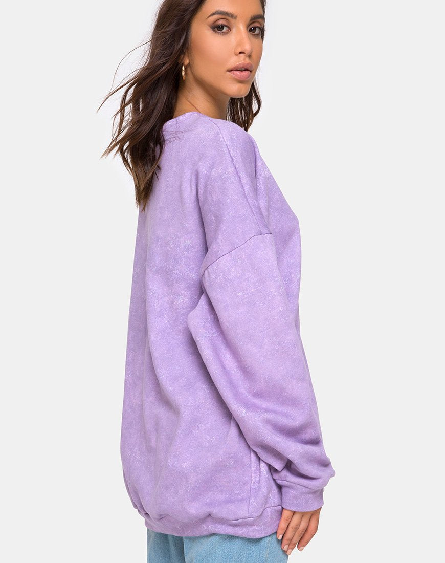Glo Sweatshirt in Lila Acid Wash