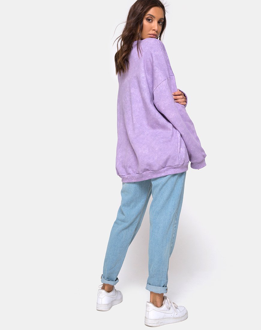 Image of Glo Sweatshirt in Lila Acid Wash