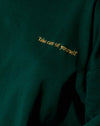 Bottle Green mit Take Care Of Yourself Embro