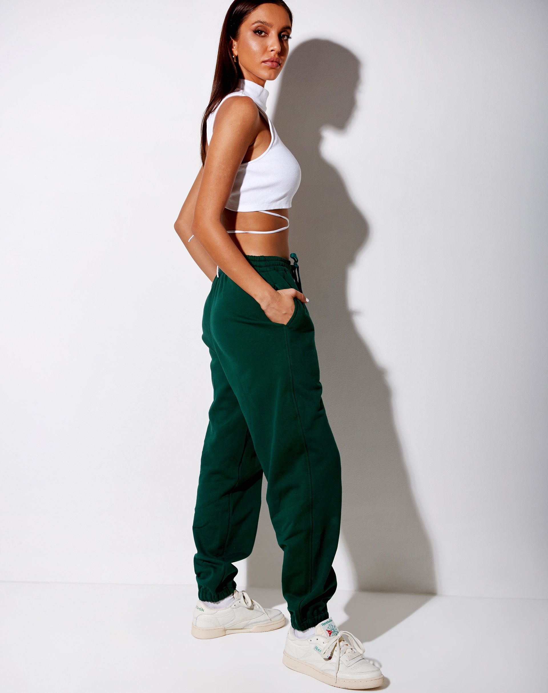 Image of Basta Jogger in Flaschengrün mit Take Care Of Yourself Stickerei