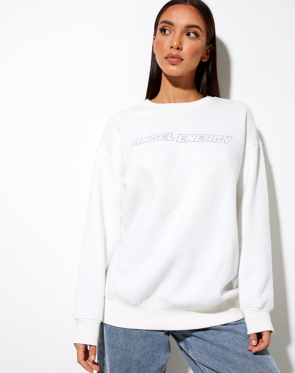 Glowee Sweatshirt in Warmweiß 'Angel Energy' Hotfix