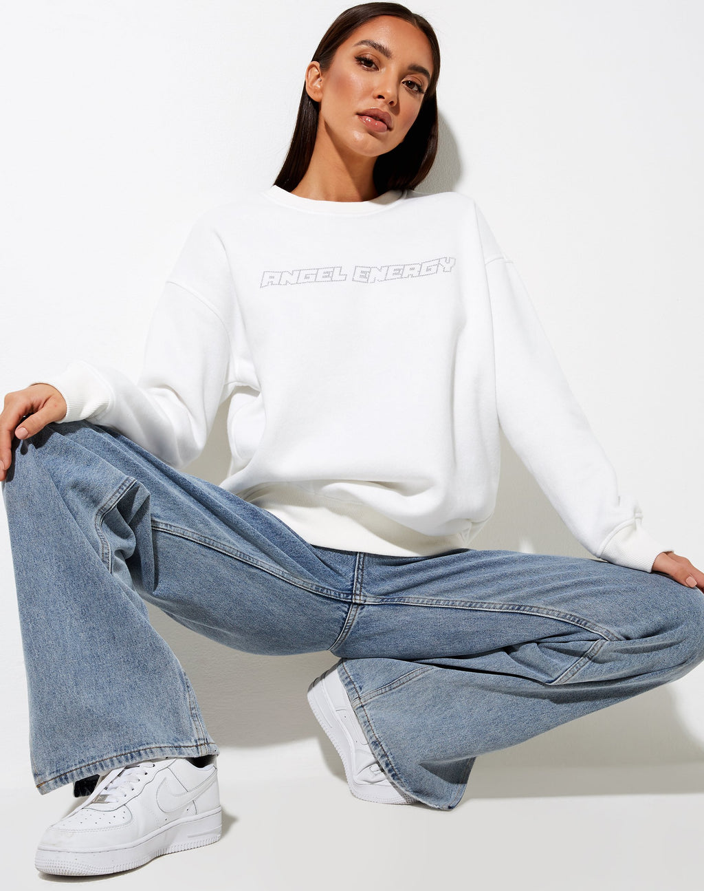 Glowee Sweatshirt in Warmweiß 'Angel Energy' Hotfix