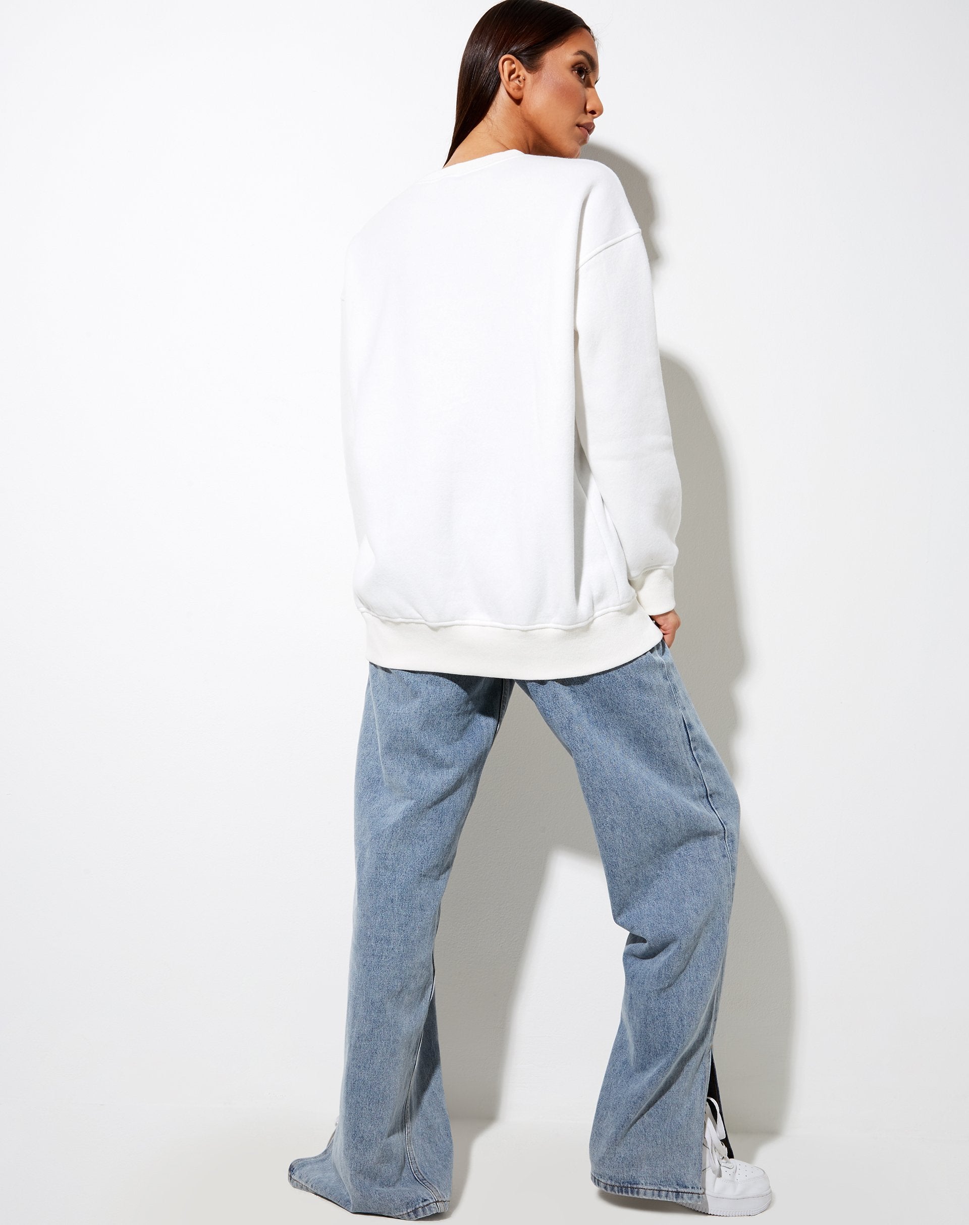 Image of Glowee Sweatshirt in warmem Weiß Engel Energie Hotfix