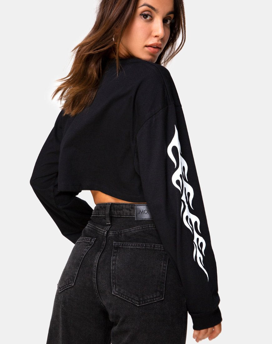 Bild von Gocea Crop Top in Schwarz mit weißem Tribal