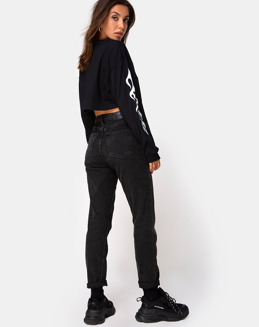 Bild von Gocea Crop Top in Schwarz mit weißem Tribal
