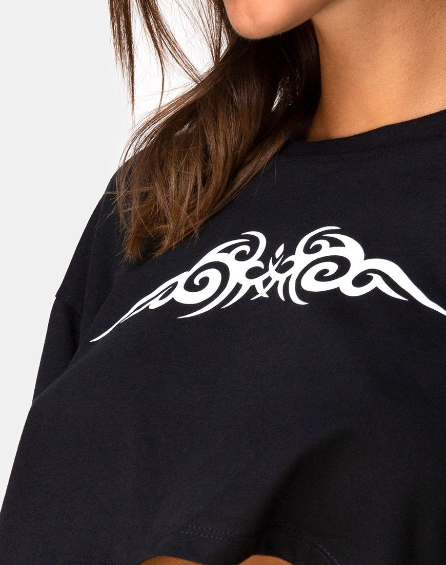 Bild von Gocea Crop Top in Schwarz mit weißem Tribal