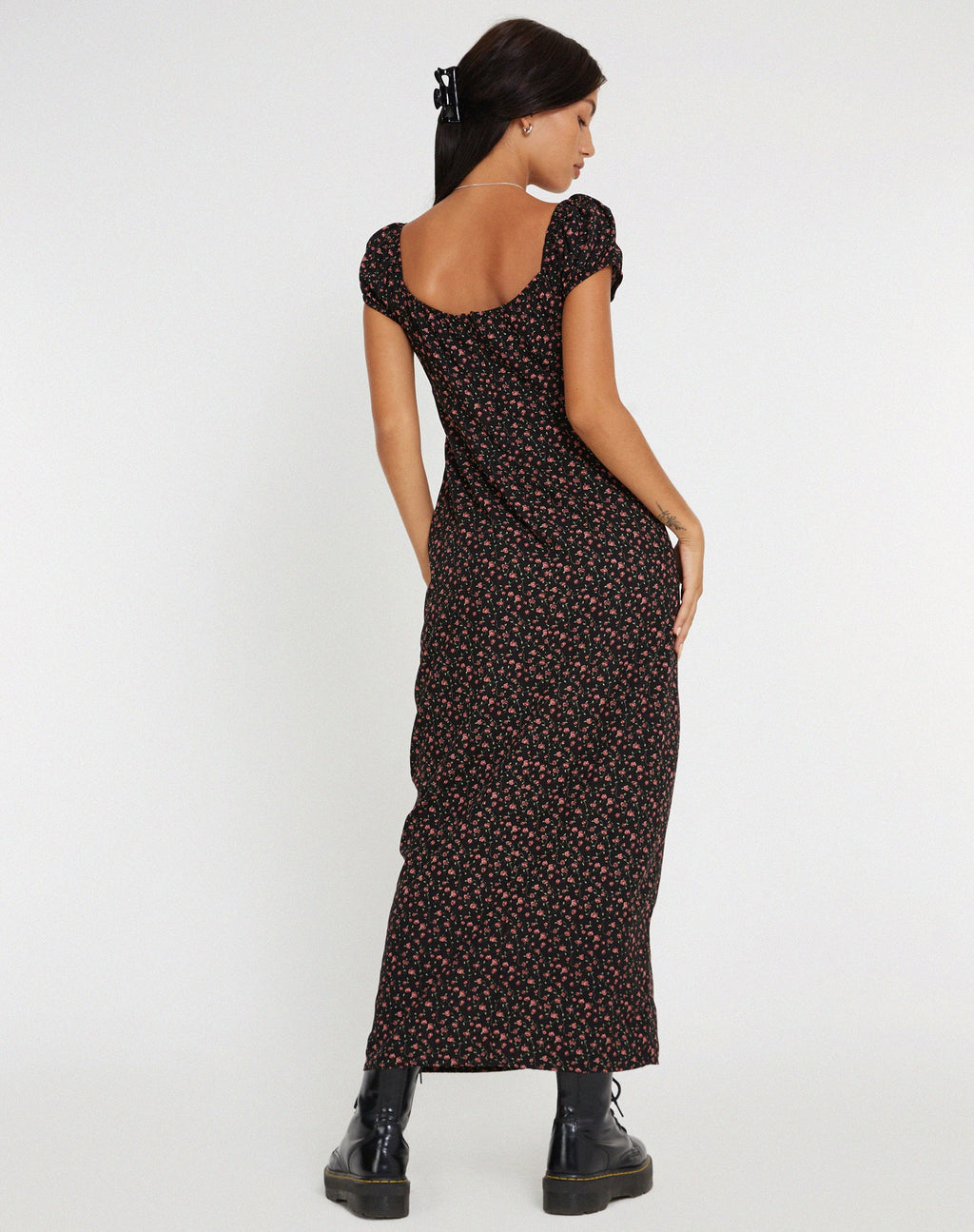 Grace Maxikleid in Dunkelrosa Rosa Schwarz