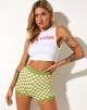 Bild von Gramma Short in gehäkeltem Schachbrettmuster Grün und Creme