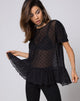 Image of Gretta Top aus Polka-Netz Schwarz