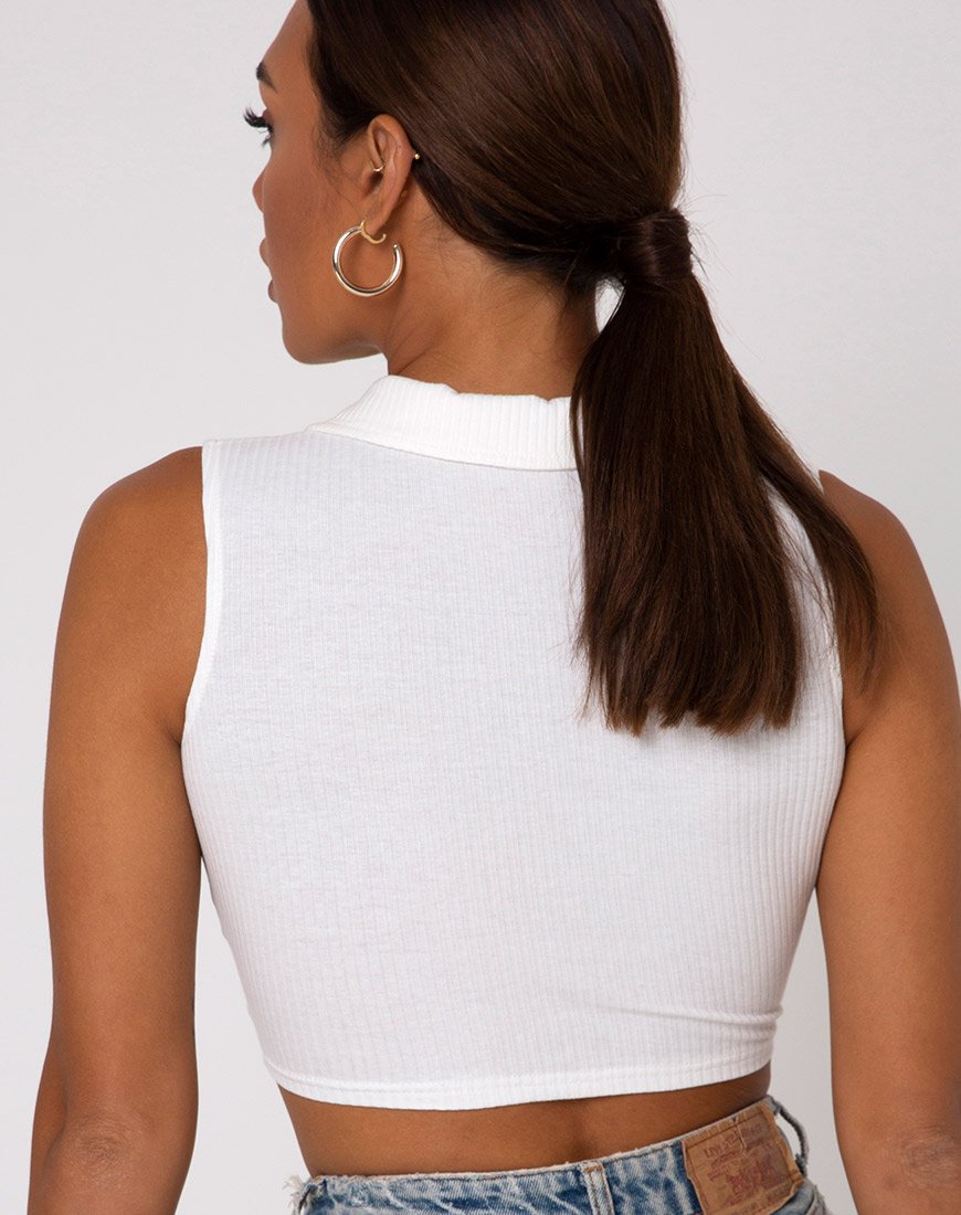 Guaco Crop Top in Rippe elfenbein