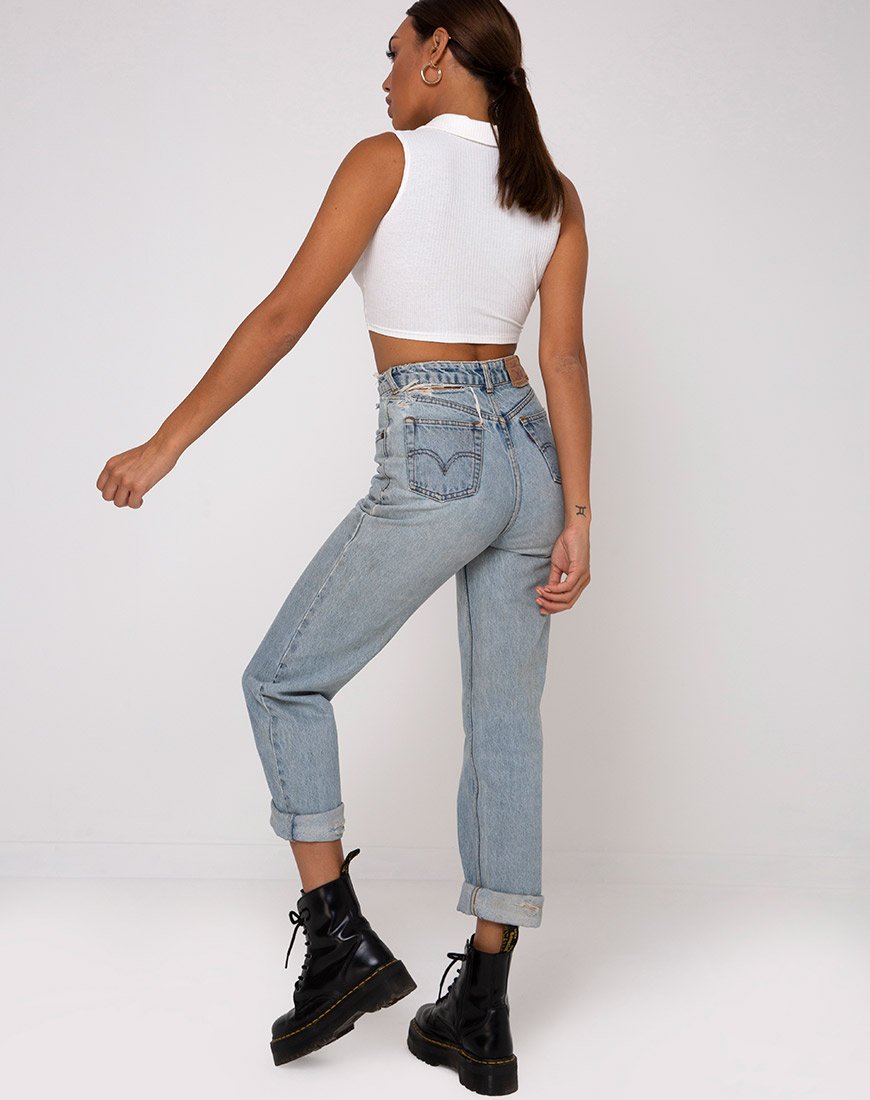 Bild von Guaco Crop Top in Rippe Elfenbein