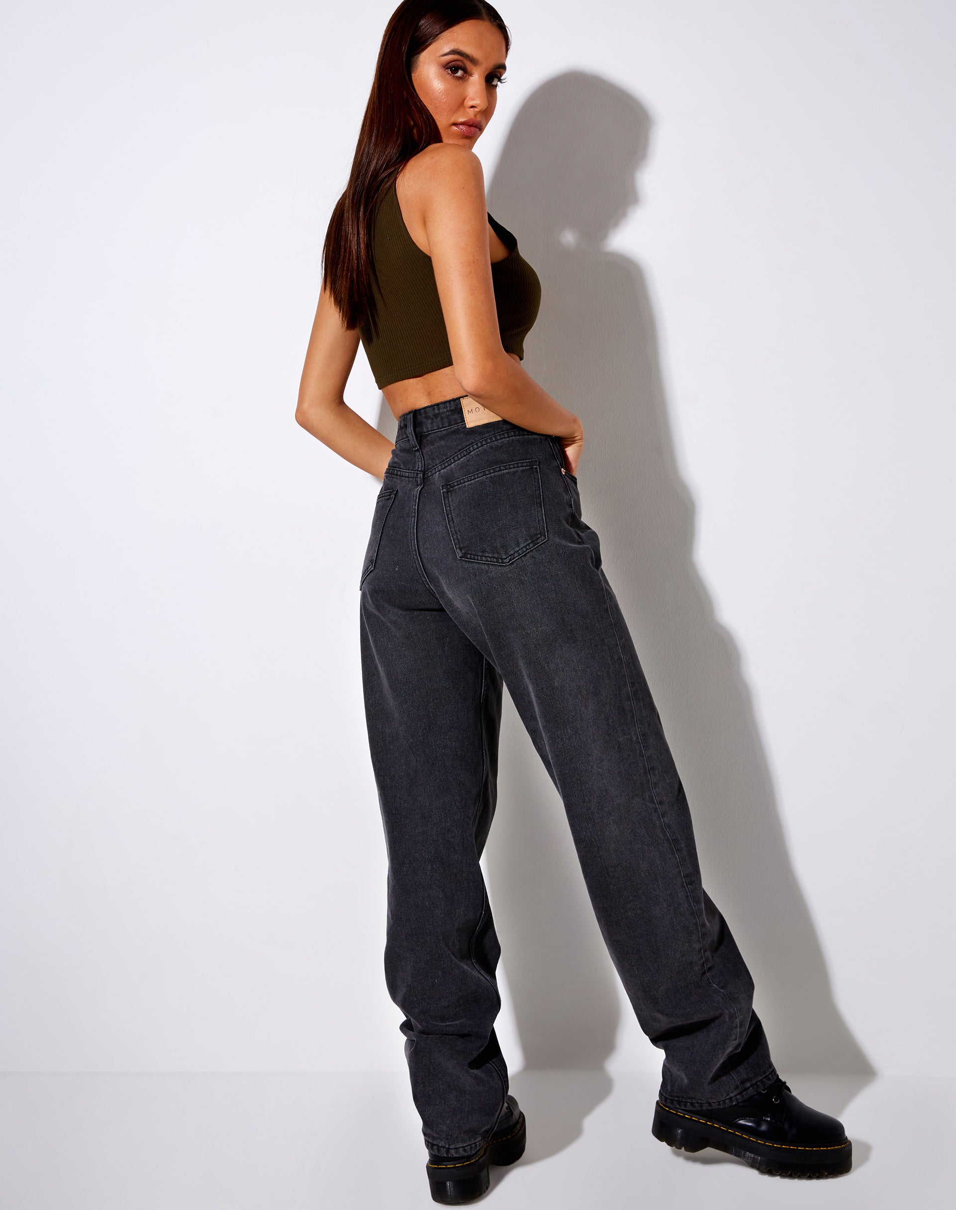 Bild von Guaco Crop Top in Rippe Khaki