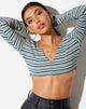 Image of Luene Crop Top in Dunkelgrün Hellgrün und Weiß