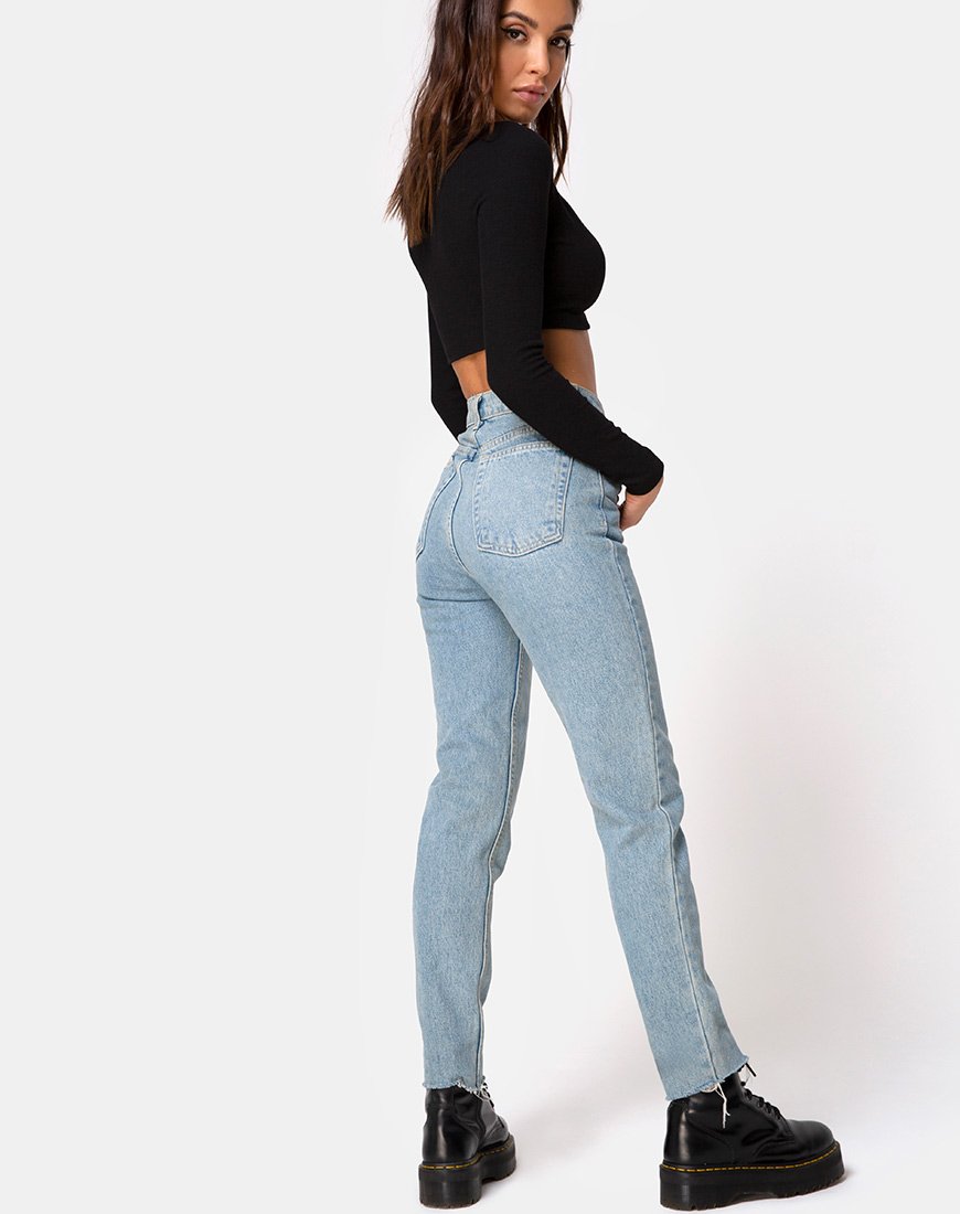 Image of Guan Crop Top in Rippe Schwarz
