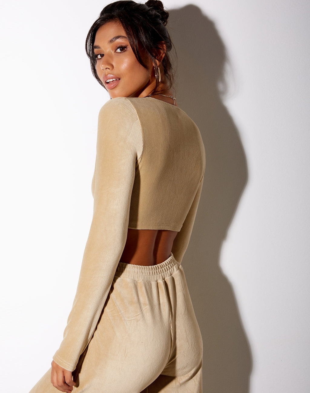 Guan Crop Top aus Samt Rib Tan