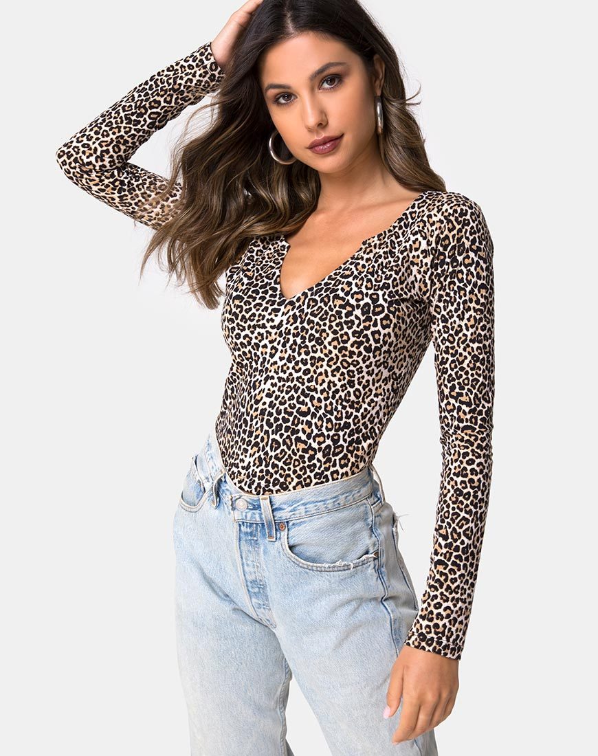 Guanelle Top in Rar Leopard Braun