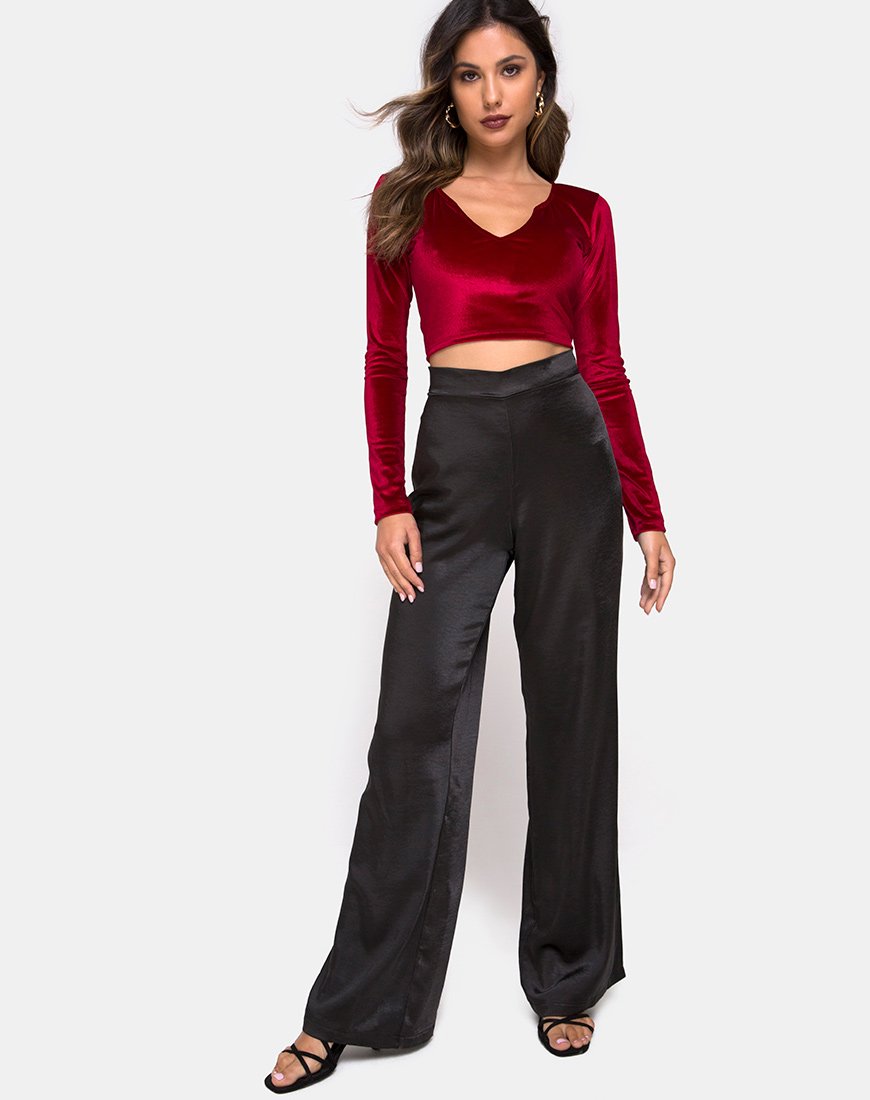 Bild von Guan Crop Top in Samt Burgundy