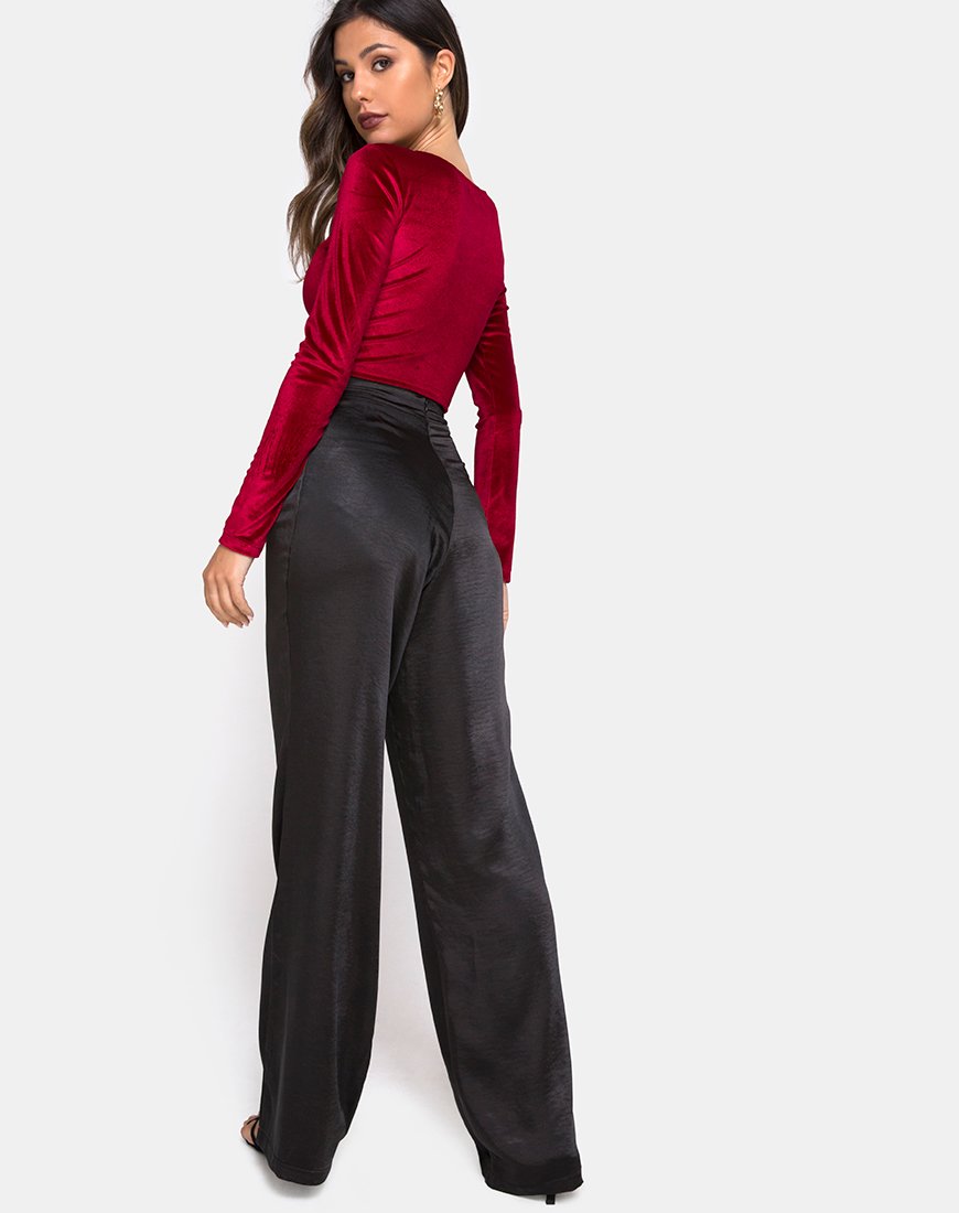 Bild von Guan Crop Top in Samt Burgundy