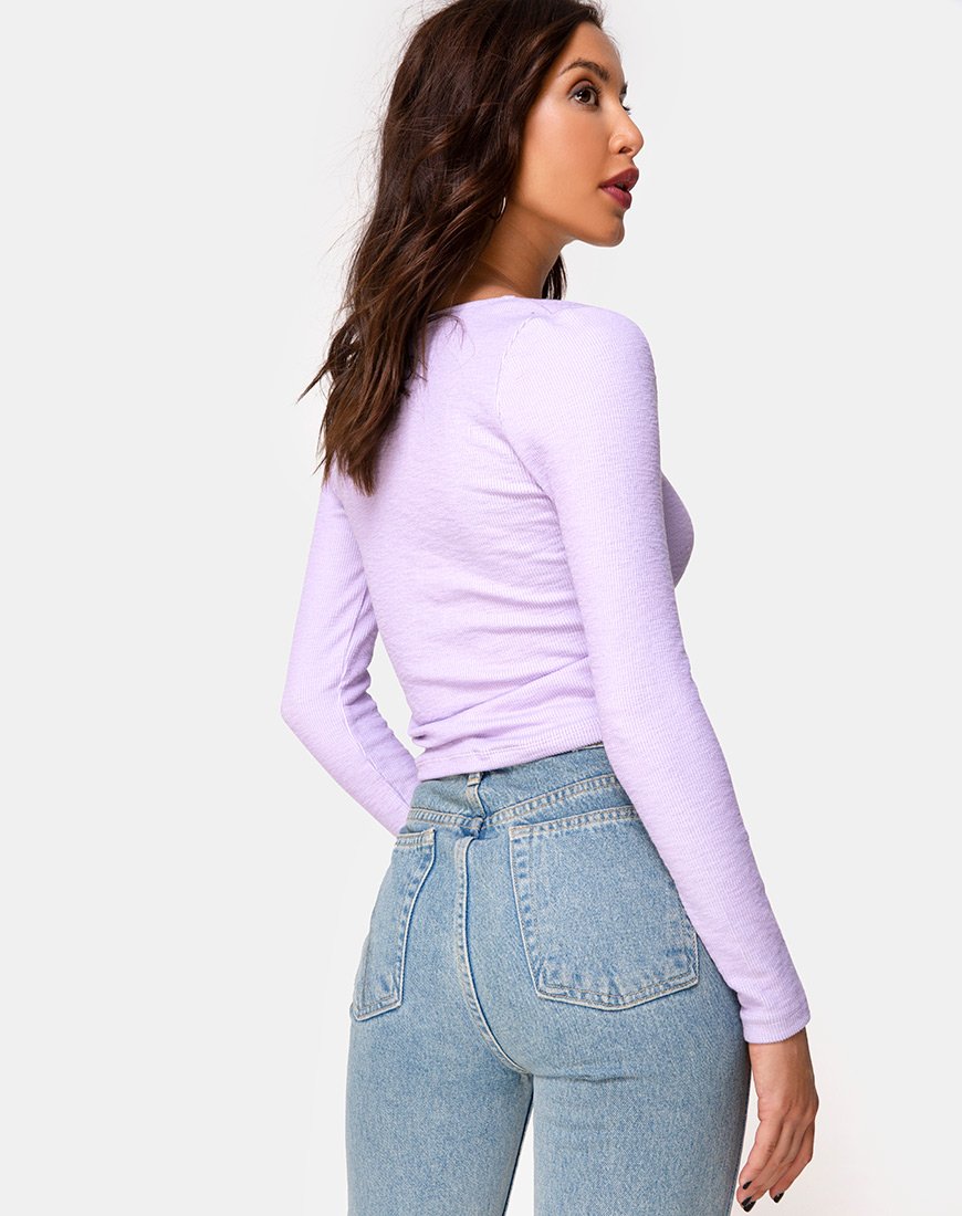 Guanelle Top in Rippe Flieder