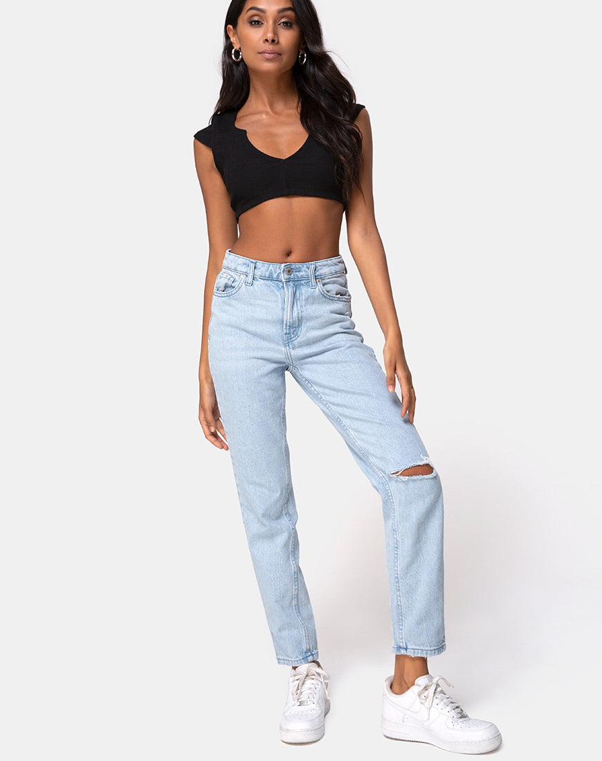 Bild von Guanna Crop Top in Rippe Schwarz