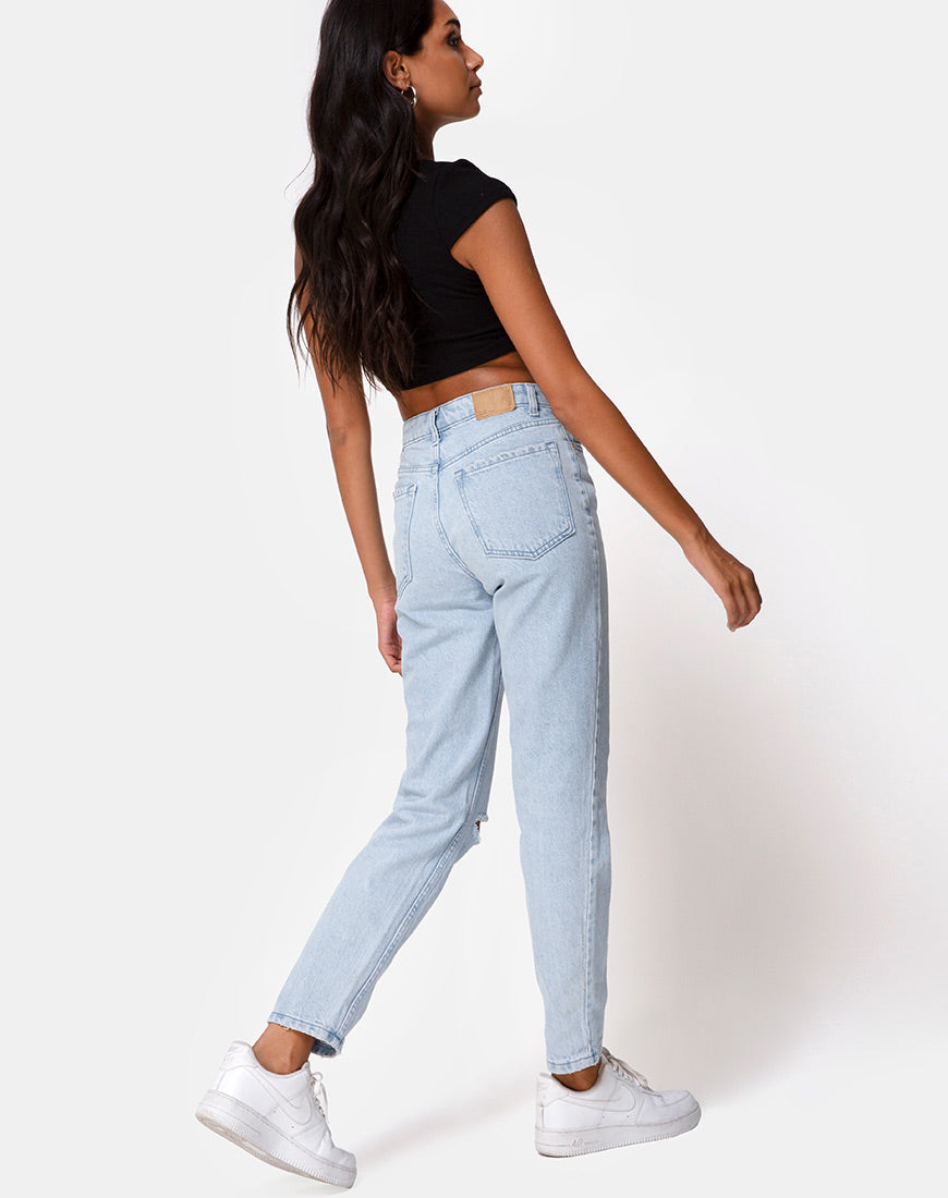 Bild von Guanna Crop Top in Rippe Schwarz