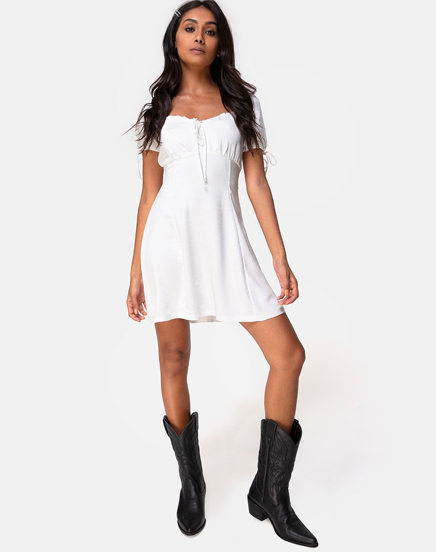 Image of Guenette Kleid in Satin Elfenbein