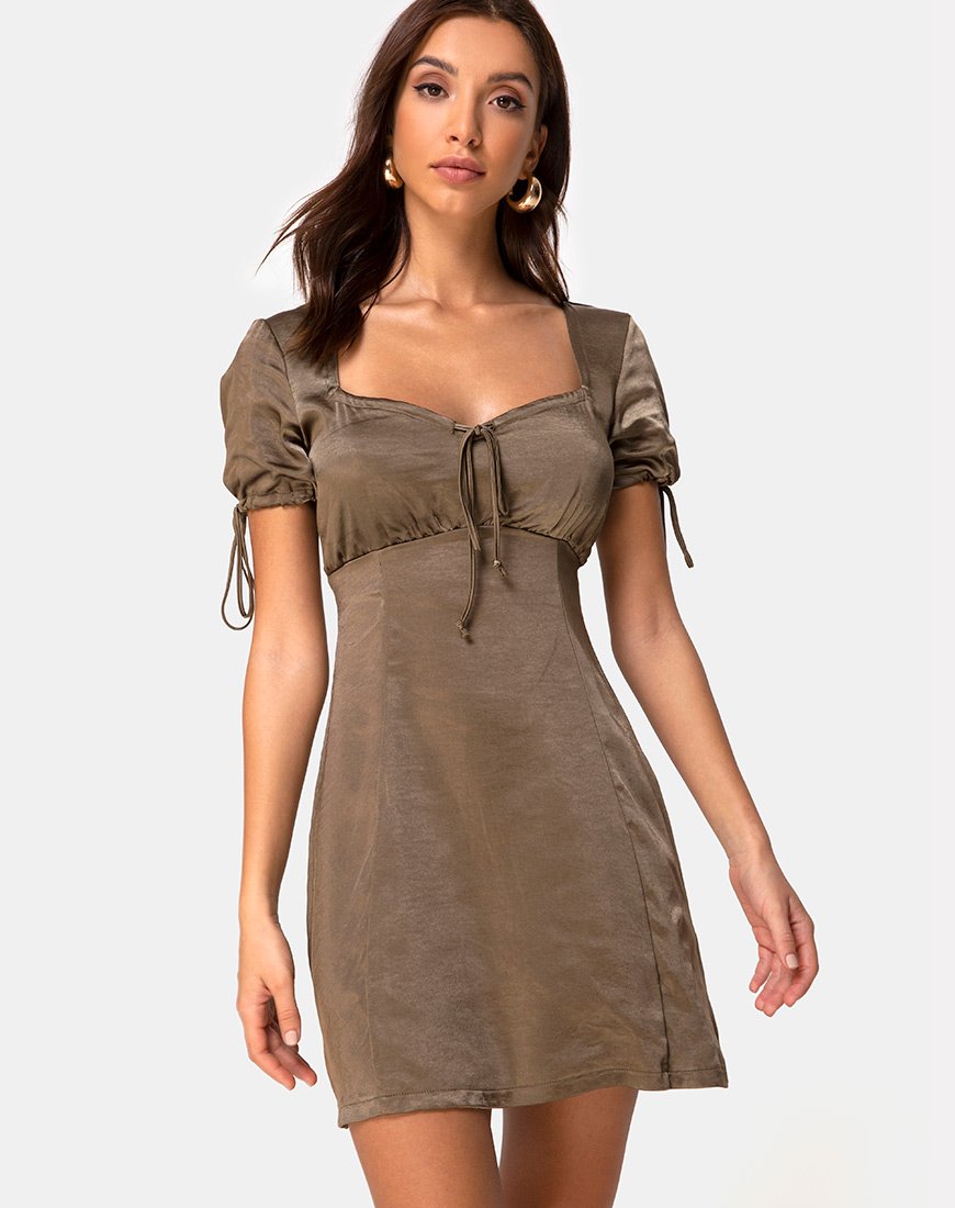 Guenette Kleid aus Satin Khaki