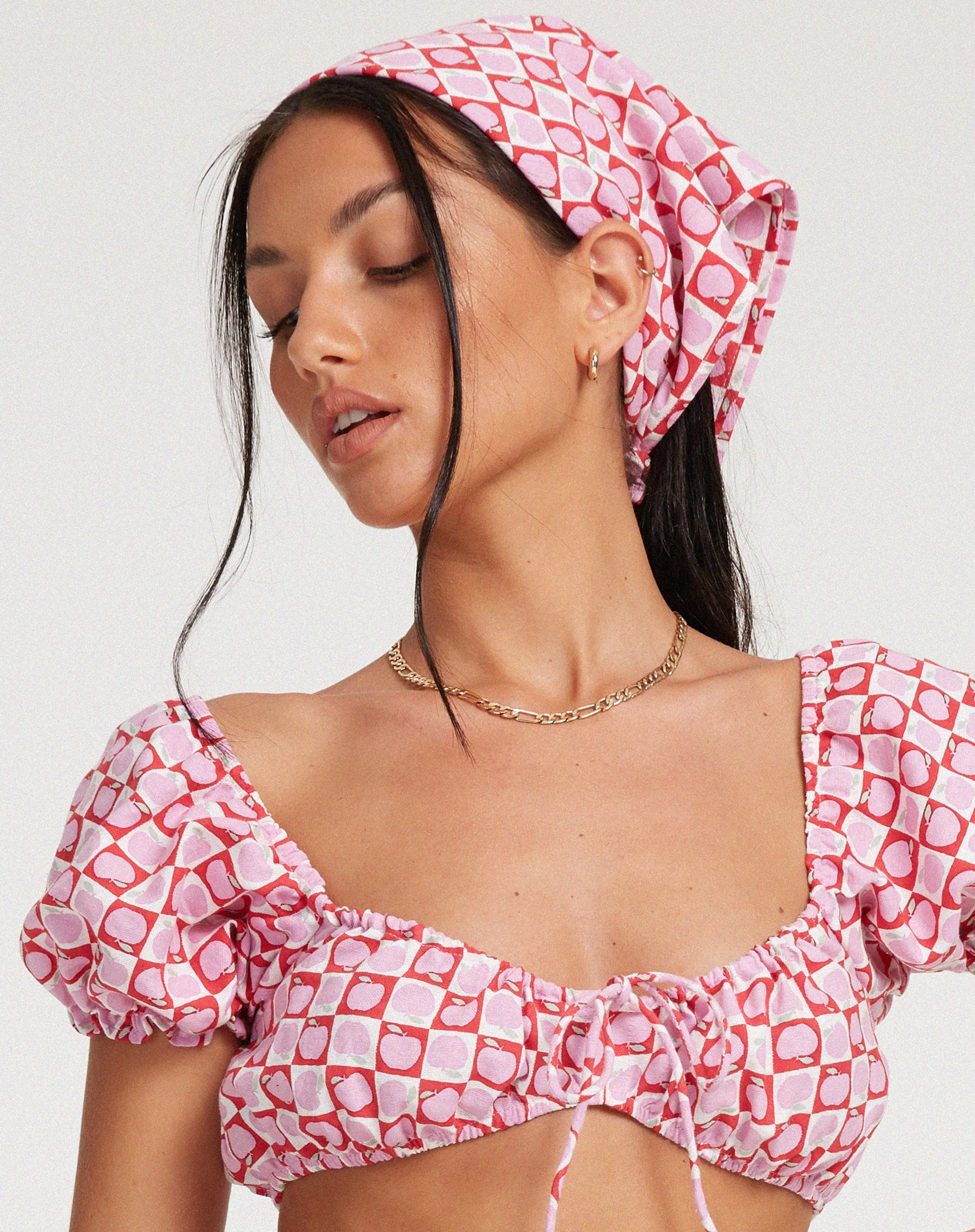 Bild von Haenji Crop Top in Apple Check Blush Red