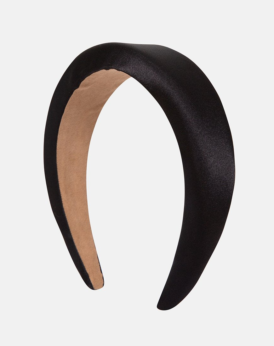 Gepolstertes Stirnband in Satin Schwarz