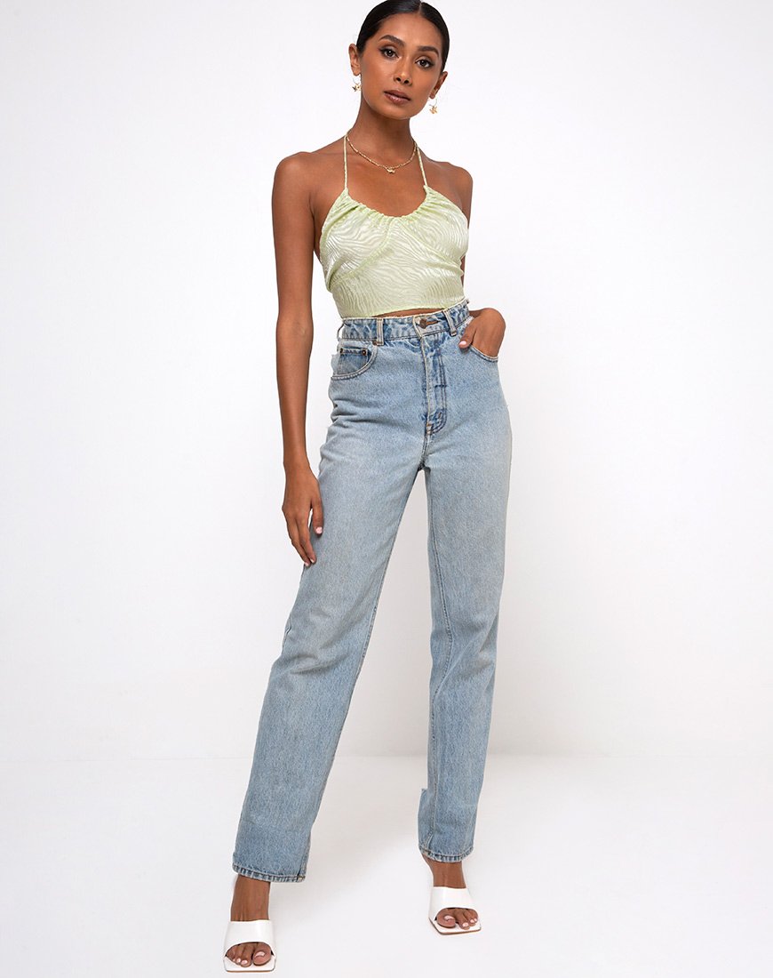 Bild von Haltri Crop Top Satin Zebra Pistazie