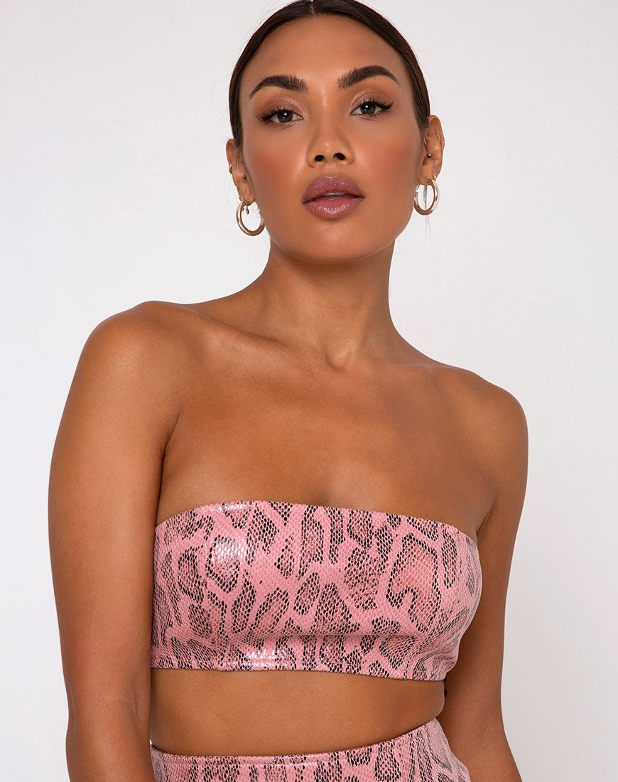 Haney Top in PU Schlange Rosa