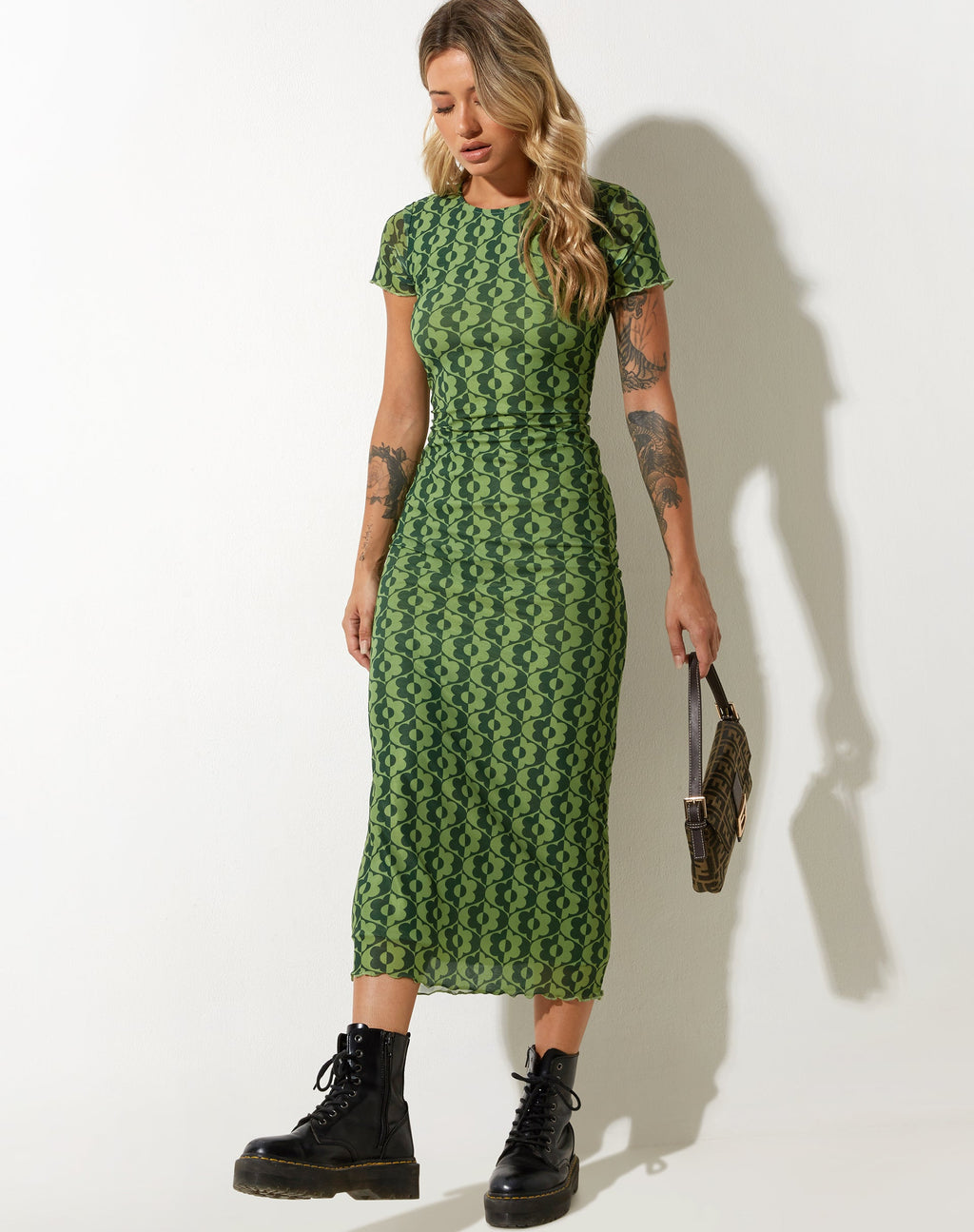 Happyella Midikleid in Wavy Daisy Grün