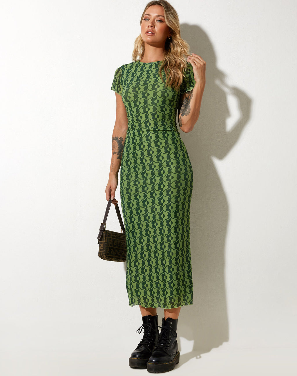 Happyella Midikleid in Wavy Daisy Grün
