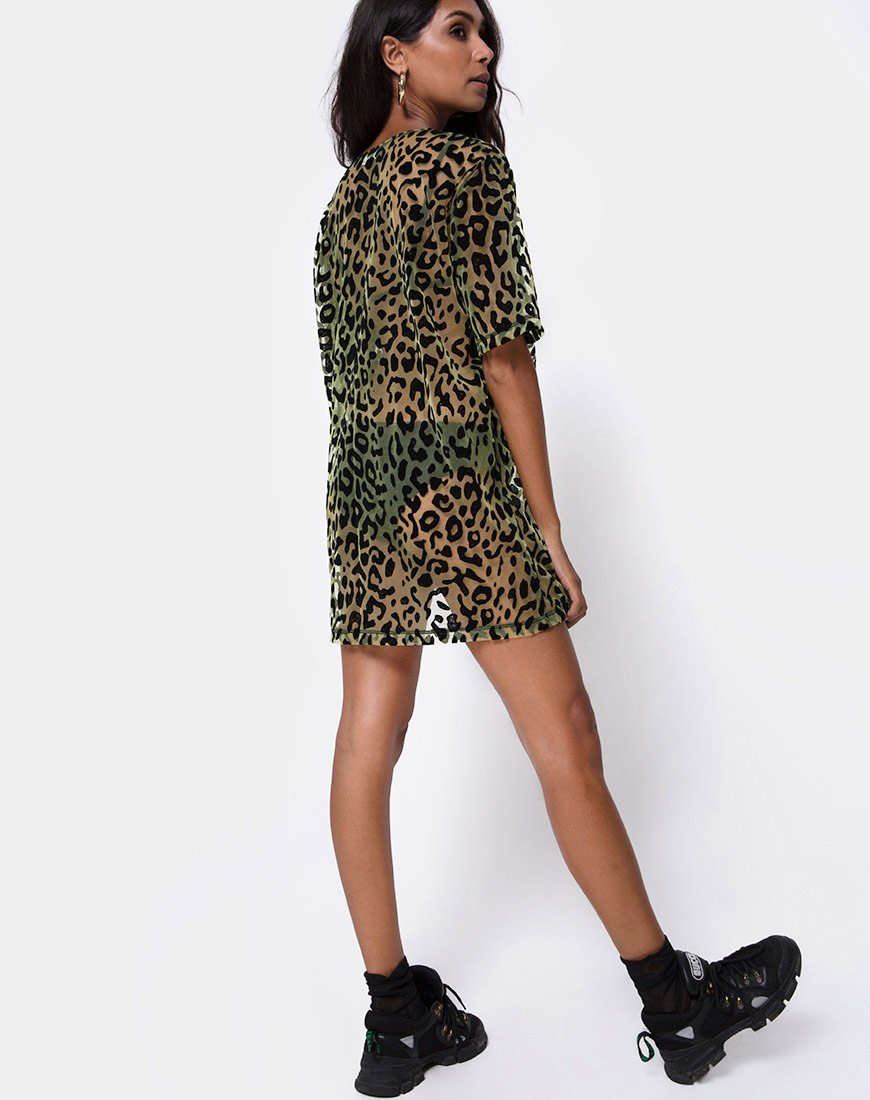 Image of Harlow Kleid in Limette Tierflock