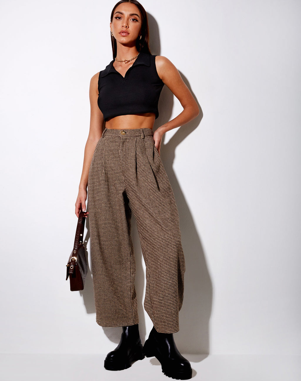 Hatta Culotte-Hose in Hahnentritt Braun