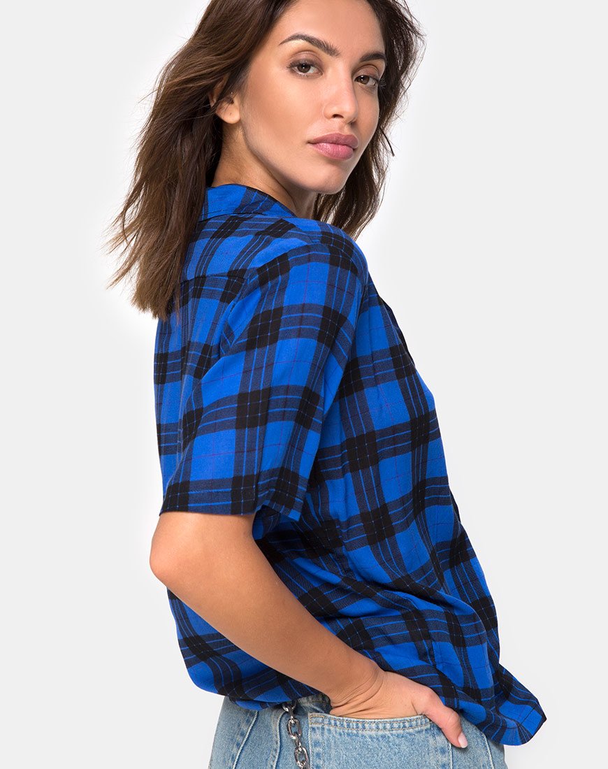 Hawaii-Hemd in Übergröße in Tartan Blau