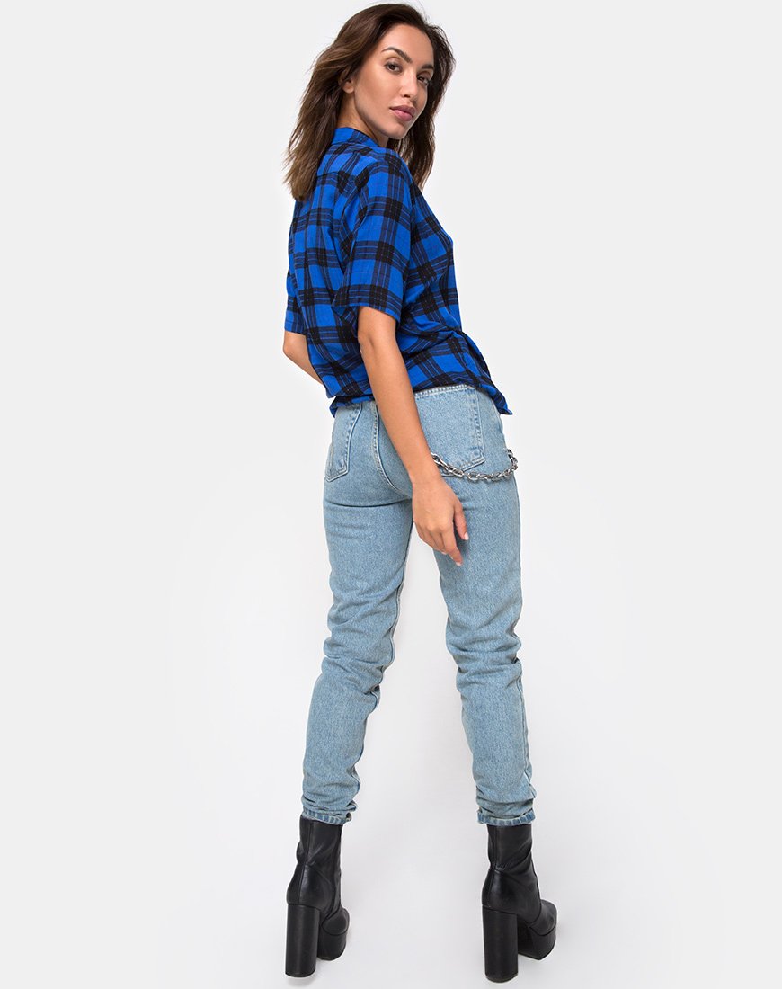 Image of Hawaii-Hemd in Übergröße in Tartan Blau