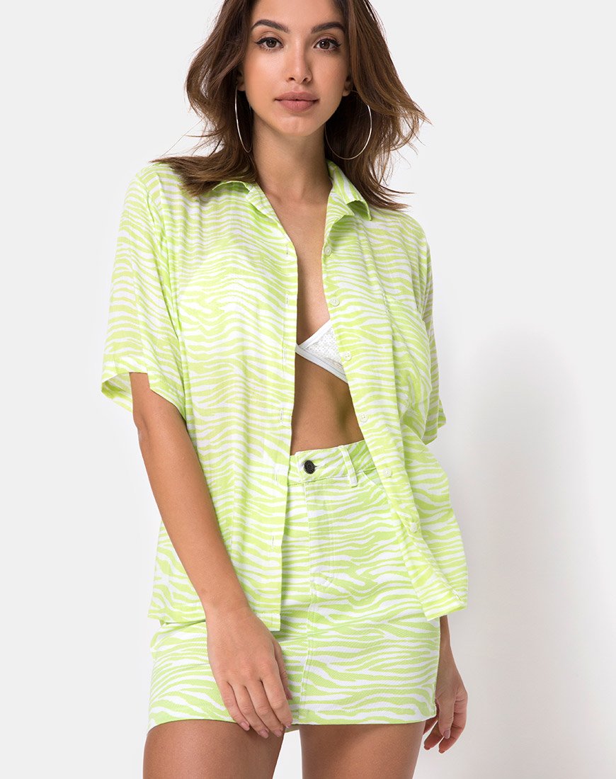 Hawaii-Hemd in klassischem Zebra-Limette