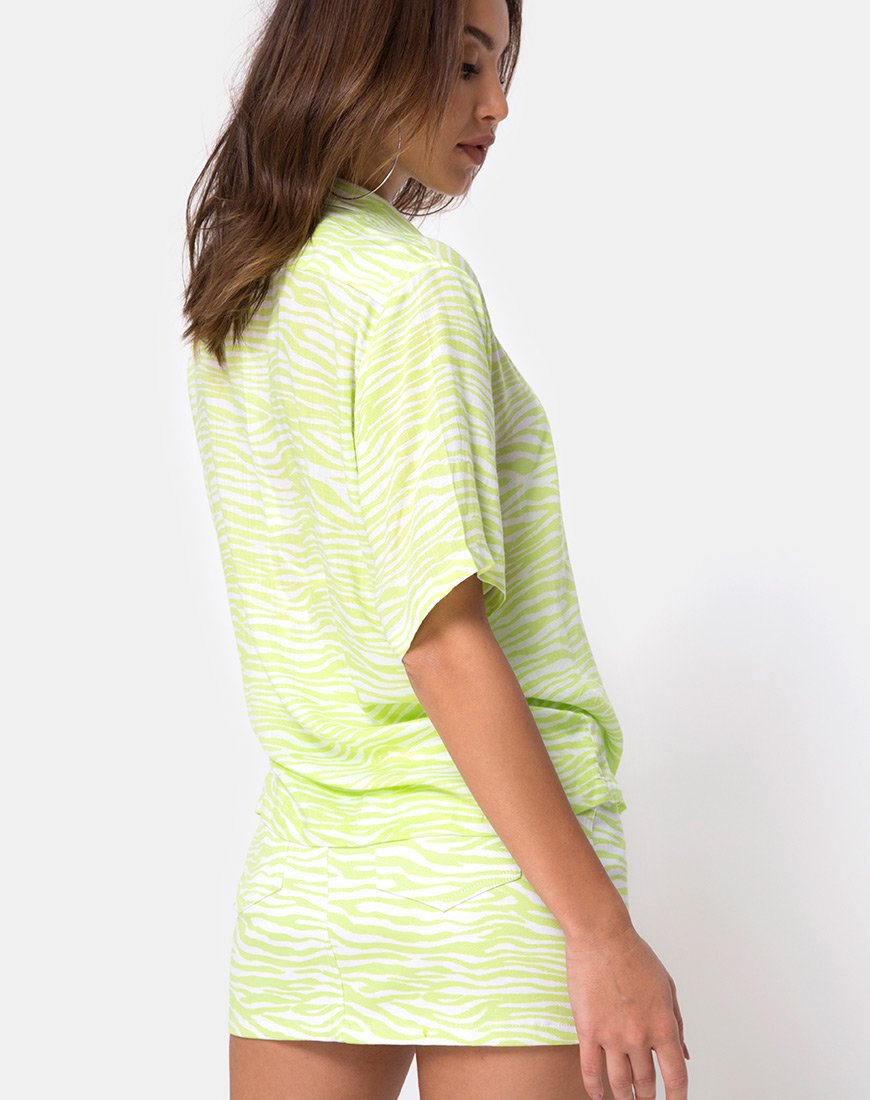 Hawaii-Hemd in klassischem Zebra-Limette