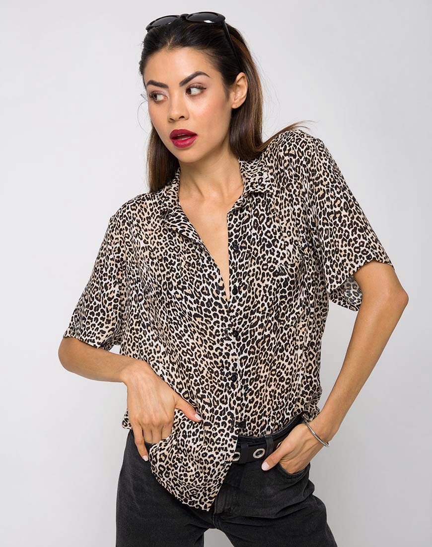 Hawaii-Hemd in Rar Leopard Braun