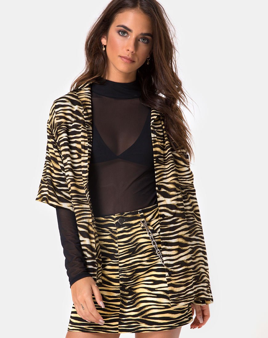 Bild von Hawaii-Hemd in Zips Zebra Braun