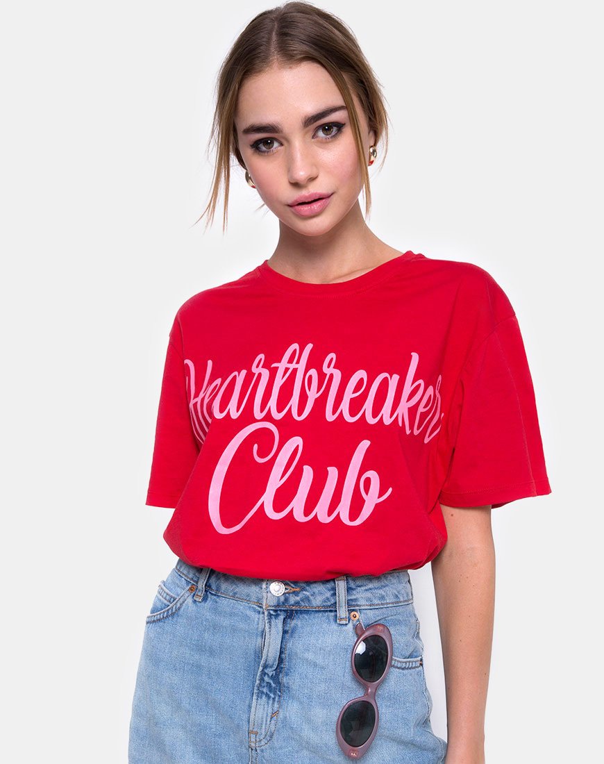 Oversize Basic Tee in Heartbreaker Club Rot