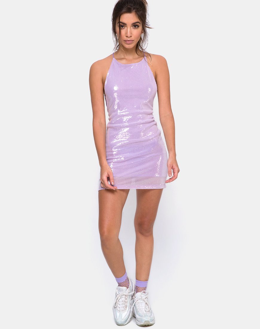 Image of Hedi Kleid aus mattem Mini-Pailletten-Lila
