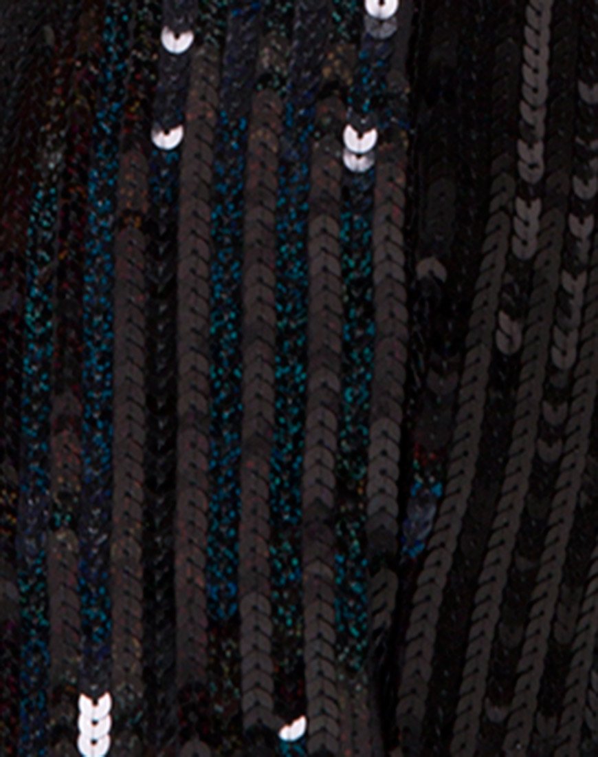 Image of Hedi Kleid aus Fischschuppenpailletten Schwarz schillernd