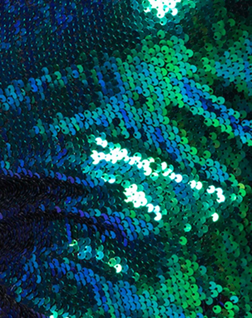 Image of Hedi Kleid in Fischschuppen Pailletten Grün Schillernd
