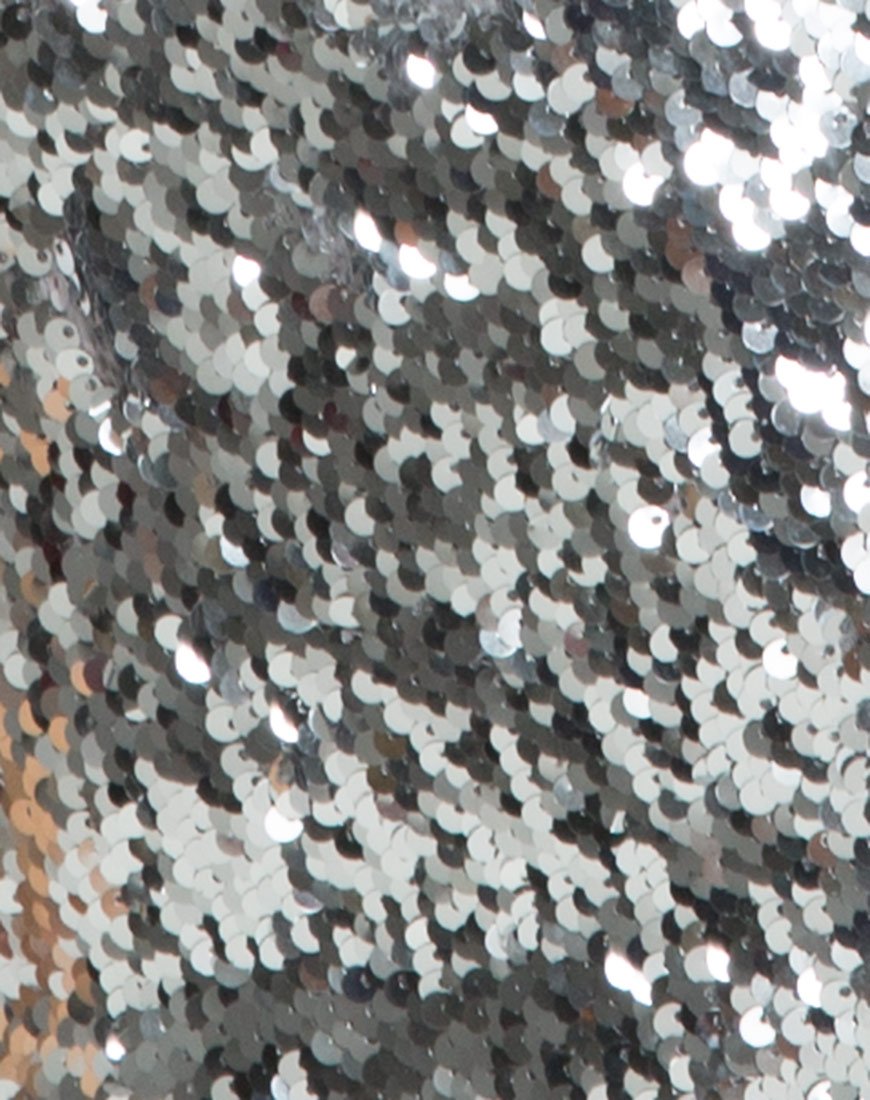 Image of Hedi Kleid aus Fischgrätenpailletten Silber