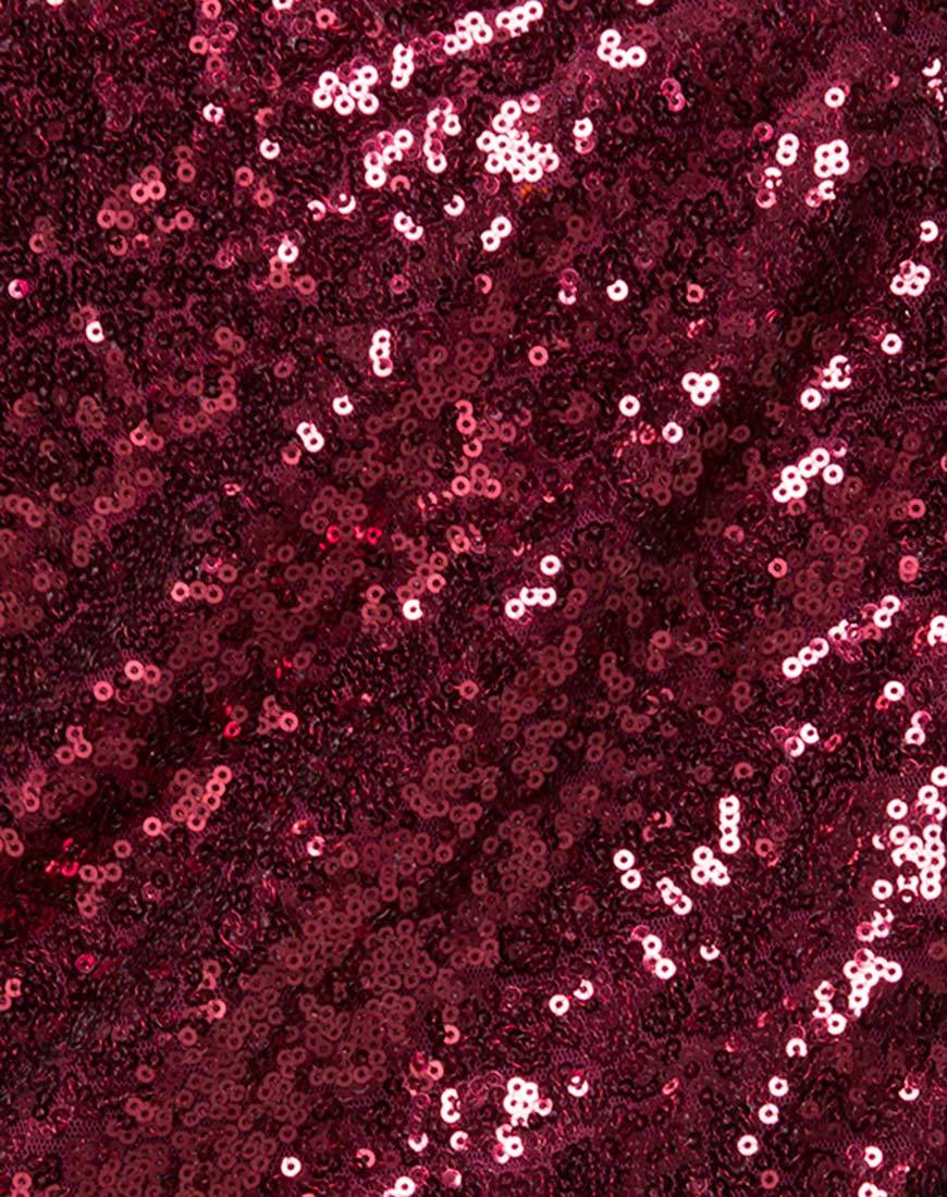 Bild von Helena Mini Rock in Mini Pailletten Burgundy