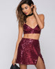 Bild von Helena Mini Rock in Mini Pailletten Burgundy