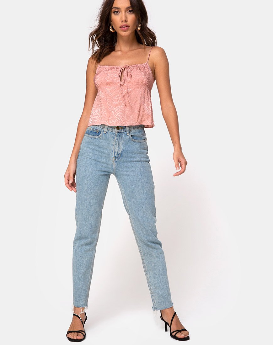Bild von Hera Crop Top in Satin Cheetah Dusty Pink