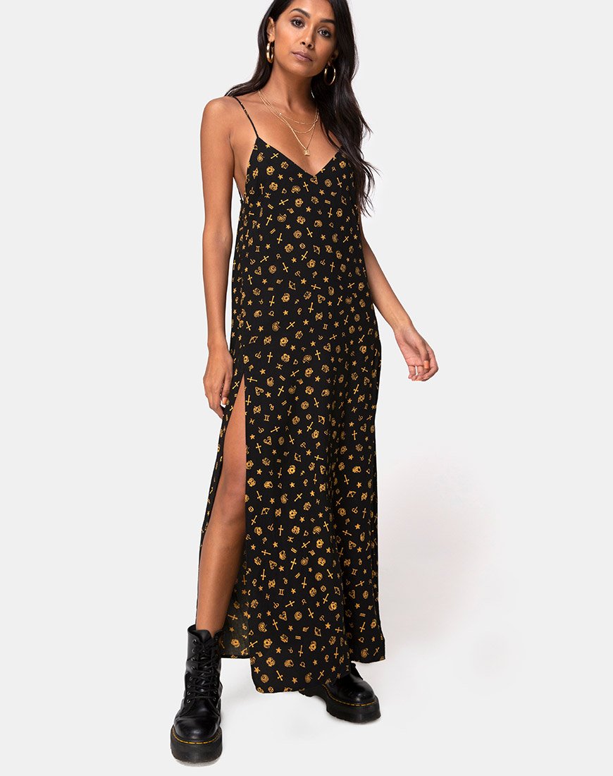 Hermina Maxikleid in Mini Astro Schwarz